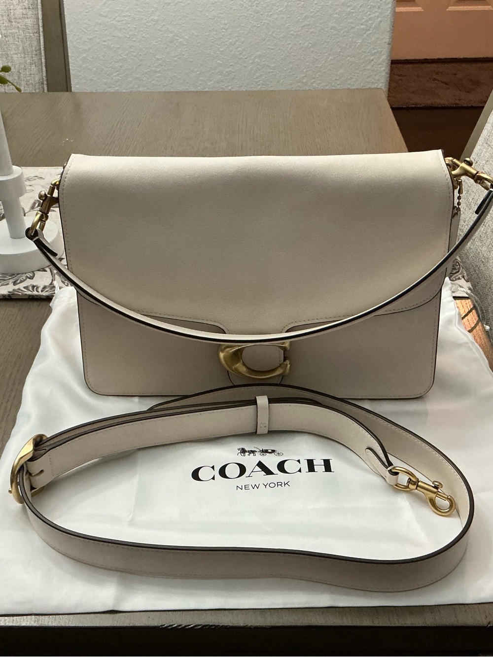 Coach Cream Leather Soft Tabby 30 Shoulder Bag with Gold-Tone C Buckle
